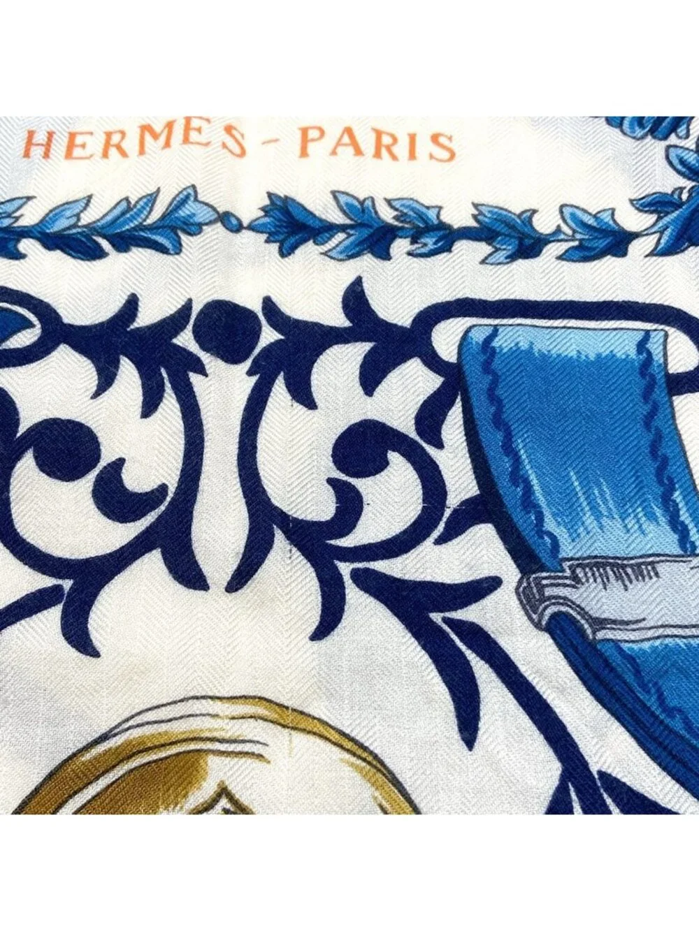 Hermes Shawl Triangle Jean Orange Multi Etriers Cashmere Silk Scarf - Picture 7 of 7